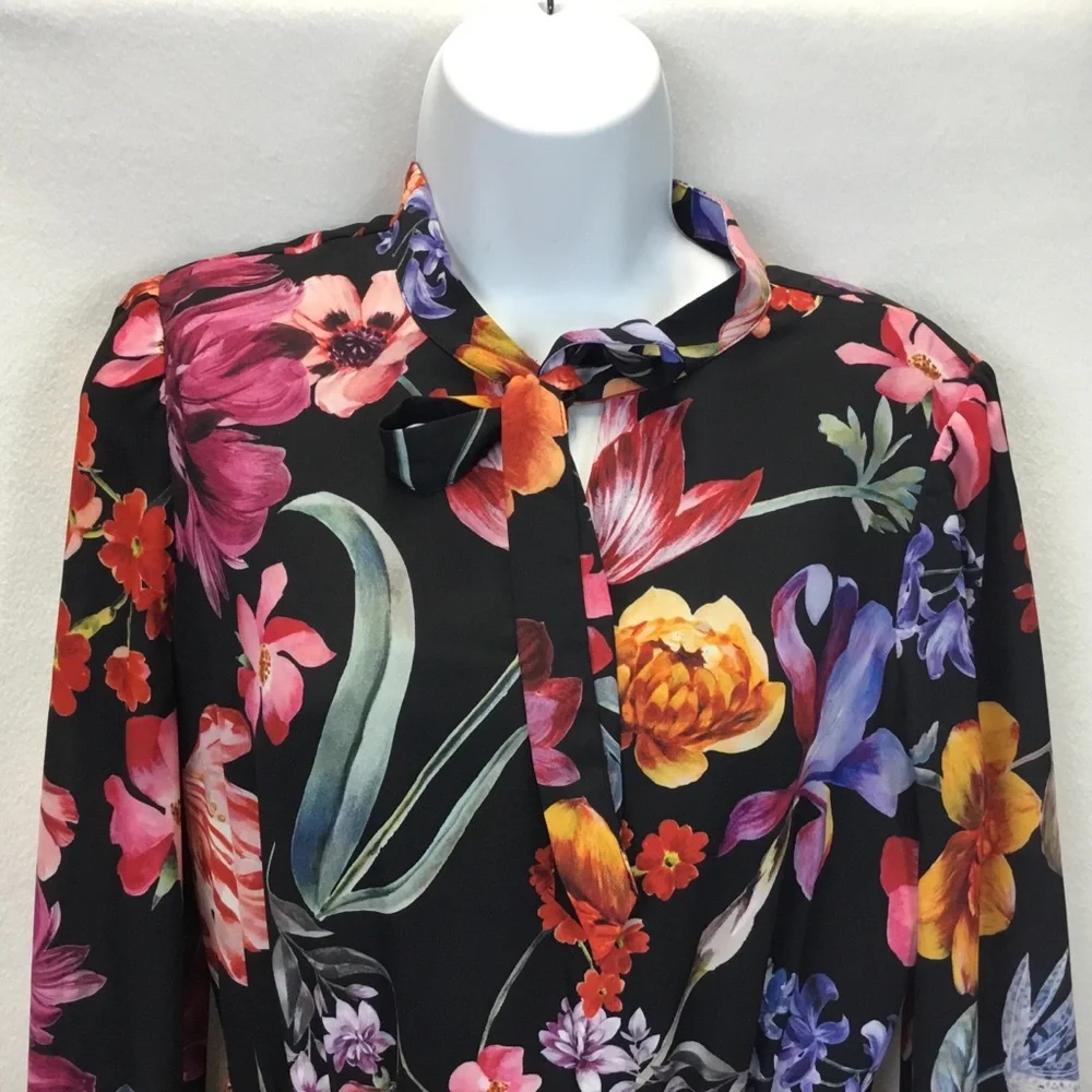 J. Crew Tie Neck Ruffle Midi Dress in Midnight Dutch Floral Size 6 - Picture 4 of 14